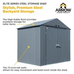 Arrow Elite Steel Storage Shed, 10x8, Blue Grey -ShelterLogic || Arrow Shop 05 eliteseries arrow infographic pp 2000x2000 0420 1 2