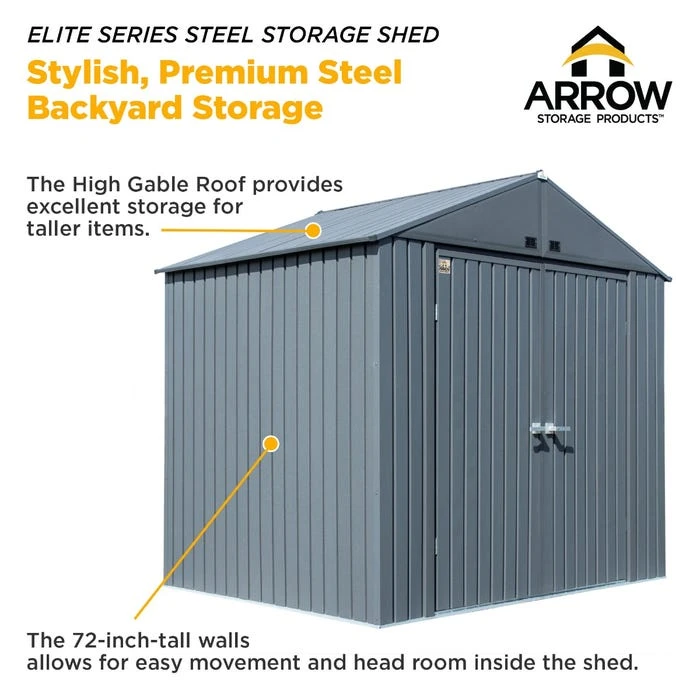 Arrow Elite Steel Storage Shed, 10x8, Cool Grey 11 Arrow Elite Steel Storage Shed, 10x8, Cool Grey - Image 11