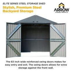 Arrow Elite Steel Storage Shed, 10x8, Blue Grey -ShelterLogic || Arrow Shop 06 eliteseries arrow infographic pp 2000x2000 0420 1 2