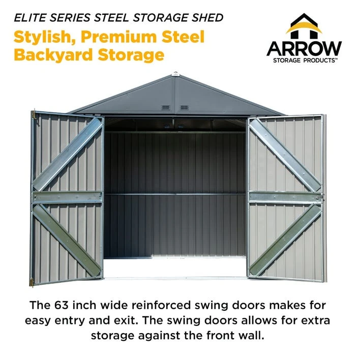 Arrow Elite Steel Storage Shed, 10x8, Cool Grey 12 Arrow Elite Steel Storage Shed, 10x8, Cool Grey - Image 12