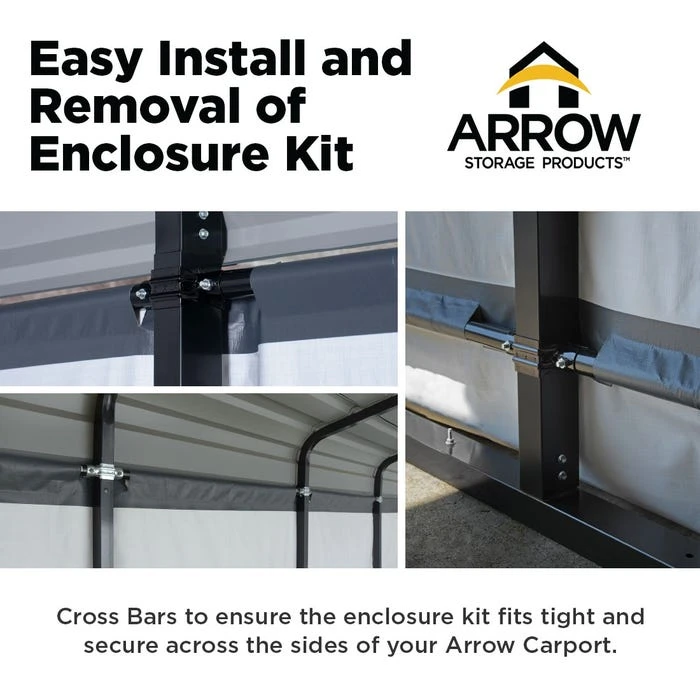 Enclosure Kit For Arrow Carport, 12 Ft. X 20 Ft. Gray 5 Enclosure Kit For Arrow Carport, 12 Ft. X 20 Ft. Gray - Image 5