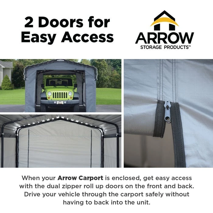 Enclosure Kit For Arrow Carport, 12 Ft. X 20 Ft. Gray 7 Enclosure Kit For Arrow Carport, 12 Ft. X 20 Ft. Gray - Image 7