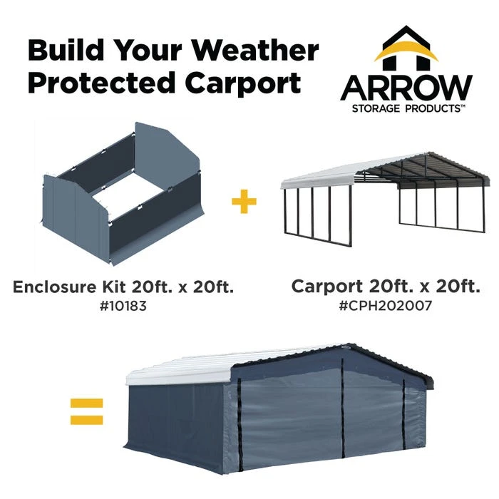 Enclosure Kit For Arrow Carport, 20 Ft. X 20 Ft. Gray 3 Enclosure Kit For Arrow Carport, 20 Ft. X 20 Ft. Gray - Image 3