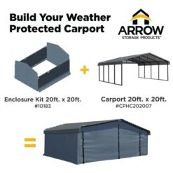 Enclosure Kit For Arrow Carport, 20 Ft. X 20 Ft. Gray 13 Enclosure Kit For Arrow Carport, 20 Ft. X 20 Ft. Gray -ShelterLogic || Arrow Shop 10183 infographic image 02