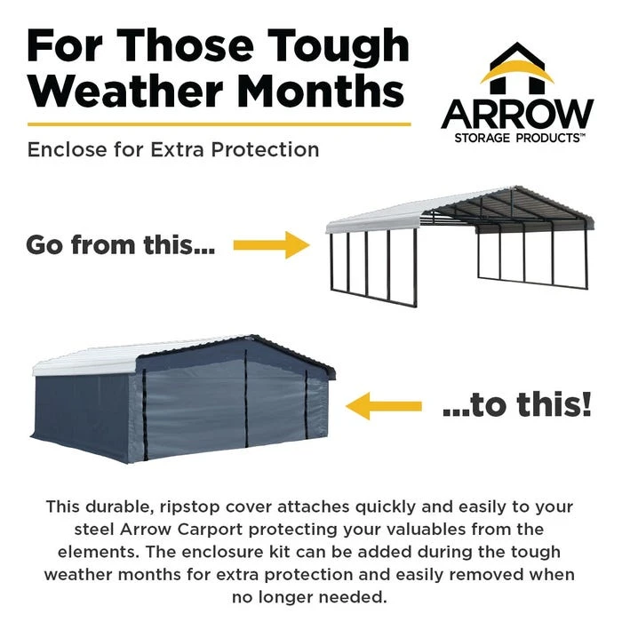 Enclosure Kit For Arrow Carport, 20 Ft. X 20 Ft. Gray 5 Enclosure Kit For Arrow Carport, 20 Ft. X 20 Ft. Gray - Image 5