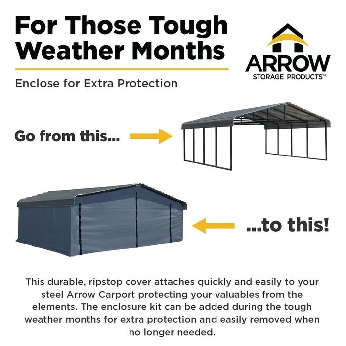 Enclosure Kit For Arrow Carport, 20 Ft. X 20 Ft. Gray 6 Enclosure Kit For Arrow Carport, 20 Ft. X 20 Ft. Gray - Image 6
