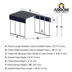 Arrow Carport, 10 Ft. X 15 Ft. X 7 Ft. Eggshell