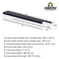 Arrow Carport, 10 Ft. X 96 Ft. X 7 Ft. Eggshell 12 Arrow Carport, 10 Ft. X 96 Ft. X 7 Ft. Eggshell -ShelterLogic || Arrow Shop 10x96 arrowcarport infographic pp 2000x2000 1119