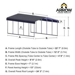 Arrow Carport, 12 Ft. X 24 Ft. X 7 Ft. Charcoal 13 Arrow Carport, 12 Ft. X 24 Ft. X 7 Ft. Charcoal -ShelterLogic || Arrow Shop 12x24 arrowcarport infographic pp 2000x2000 1119 1