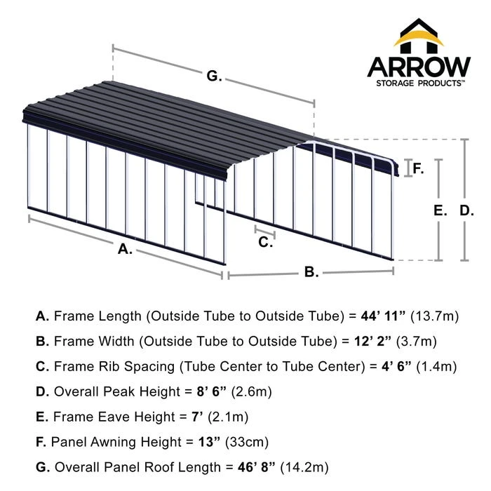 Arrow Carport, 12 Ft. X 47 Ft. X 7 Ft. Eggshell 3 Arrow Carport, 12 Ft. X 47 Ft. X 7 Ft. Eggshell - Image 3