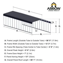 Arrow Carport, 12 Ft. X 60 Ft. X 7 Ft. Eggshell 16 Arrow Carport, 12 Ft. X 60 Ft. X 7 Ft. Eggshell -ShelterLogic || Arrow Shop 12x60 arrowcarport infographic pp 2000x2000 1119 1 1