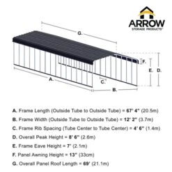Arrow Carport, 12 Ft. X 69 Ft. X 7 Ft. Charcoal 13 Arrow Carport, 12 Ft. X 69 Ft. X 7 Ft. Charcoal -ShelterLogic || Arrow Shop 12x69 arrowcarport infographic pp 2000x2000 1119 1