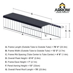 Arrow Carport, 12 Ft. X 78 Ft. X 7 Ft. Charcoal 13 Arrow Carport, 12 Ft. X 78 Ft. X 7 Ft. Charcoal -ShelterLogic || Arrow Shop 12x78 arrowcarport infographic pp 2000x2000 1119 1