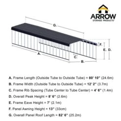 Arrow Carport, 12 Ft. X 82 Ft. X 7 Ft. Charcoal 13 Arrow Carport, 12 Ft. X 82 Ft. X 7 Ft. Charcoal -ShelterLogic || Arrow Shop 12x82 arrowcarport infographic pp 2000x2000 1119