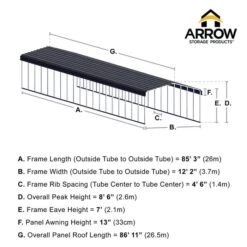 Arrow Carport, 12 Ft. X 87 Ft. X 7 Ft. Charcoal 13 Arrow Carport, 12 Ft. X 87 Ft. X 7 Ft. Charcoal -ShelterLogic || Arrow Shop 12x87 arrowcarport infographic pp 2000x2000 1119