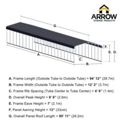Arrow Carport, 12 Ft. X 96 Ft. X 7 Ft. Charcoal 13 Arrow Carport, 12 Ft. X 96 Ft. X 7 Ft. Charcoal -ShelterLogic || Arrow Shop 12x96 arrowcarport infographic pp 2000x2000 1119