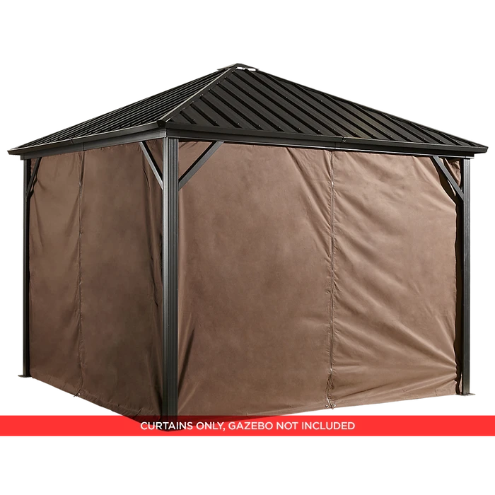 Curtains For Dakota Gazebo, 10 Ft. X 10 Ft. Brown, Gazebo Not Included 3 Curtains For Dakota Gazebo, 10 Ft. X 10 Ft. Brown, Gazebo Not Included - Image 3