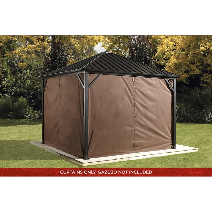 Curtains For Dakota Gazebo, 10 Ft. X 10 Ft. Brown, Gazebo Not Included 4 Curtains For Dakota Gazebo, 10 Ft. X 10 Ft. Brown, Gazebo Not Included - Image 4