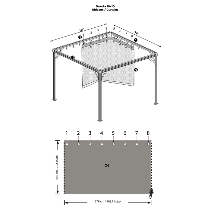 Curtains For Dakota Gazebo, 10 Ft. X 10 Ft. Brown, Gazebo Not Included 5 Curtains For Dakota Gazebo, 10 Ft. X 10 Ft. Brown, Gazebo Not Included - Image 5