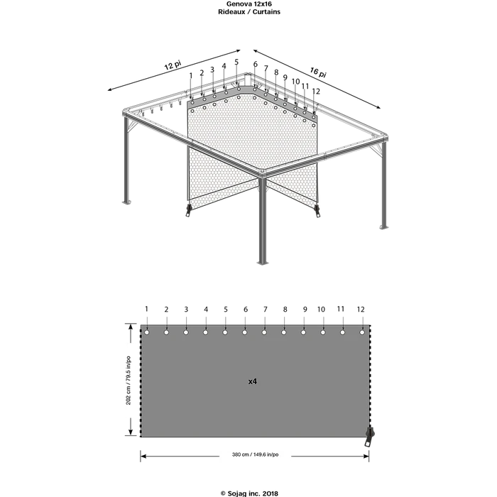 Curtains For Genova Gazebo, 12 Ft. X 16 Ft. Brown, Gazebo Not Included 5 Curtains For Genova Gazebo, 12 Ft. X 16 Ft. Brown, Gazebo Not Included - Image 5