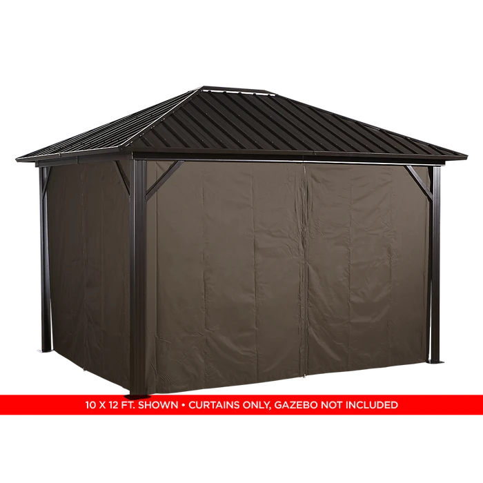 Curtains For Genova Gazebo, 10 Ft. X 10 Ft. Brown, Gazebo Not Included 3 Curtains For Genova Gazebo, 10 Ft. X 10 Ft. Brown, Gazebo Not Included - Image 3