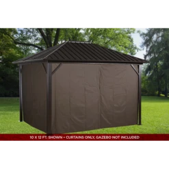 Curtains For Genova Gazebo, 10 Ft. X 10 Ft. Brown, Gazebo Not Included 8 Curtains For Genova Gazebo, 10 Ft. X 10 Ft. Brown, Gazebo Not Included -ShelterLogic || Arrow Shop 135 9160574 3