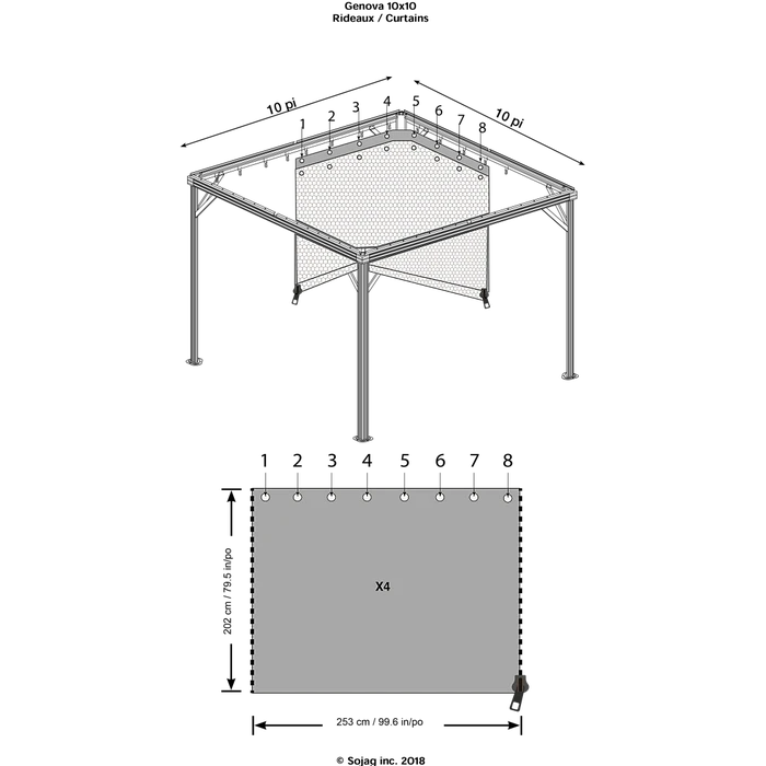 Curtains For Genova Gazebo, 10 Ft. X 10 Ft. Brown, Gazebo Not Included 5 Curtains For Genova Gazebo, 10 Ft. X 10 Ft. Brown, Gazebo Not Included - Image 5