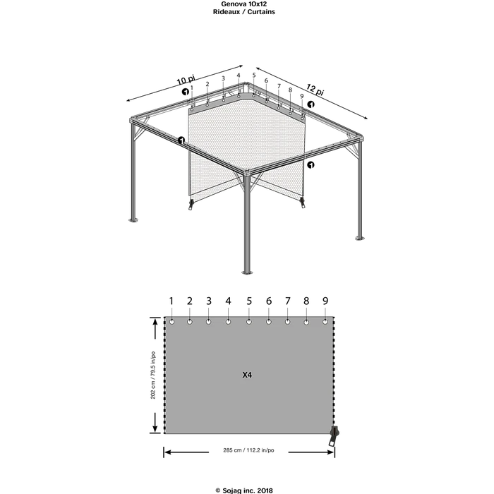 Curtains For Genova Gazebo, 10 Ft. X 12 Ft. Brown, Gazebo Not Included 3 Curtains For Genova Gazebo, 10 Ft. X 12 Ft. Brown, Gazebo Not Included - Image 3