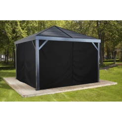 Curtains For South Beach Gazebo, 12 Ft. X 12 Ft. Black, Gazebo Not Included -ShelterLogic || Arrow Shop 135 9163360