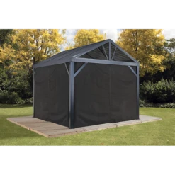 Curtains For South Beach Gazebo, 12 Ft. X 12 Ft. Black, Gazebo Not Included -ShelterLogic || Arrow Shop 135 9163360 2