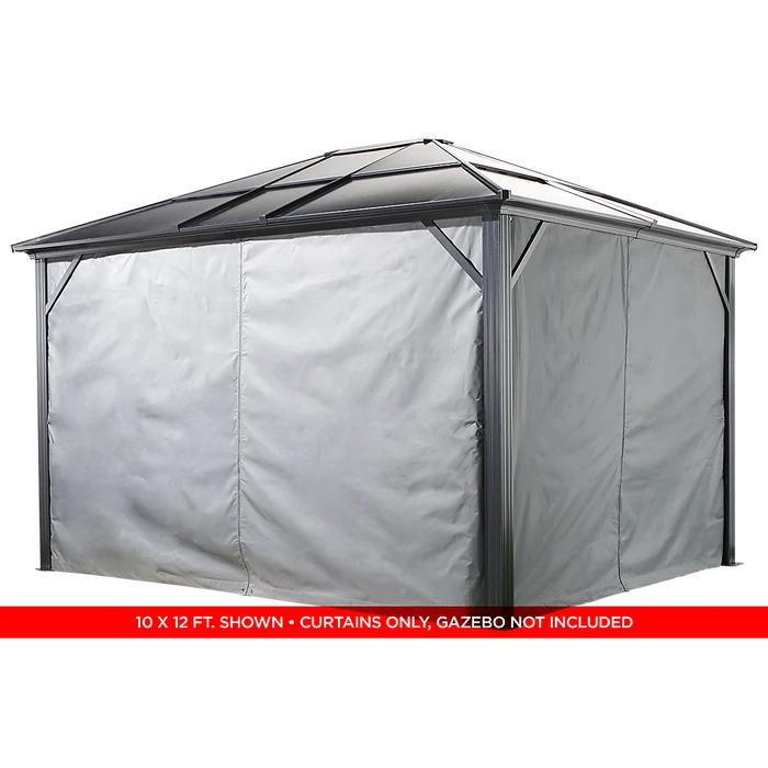 Curtains For Meridien Gazebo, 10 Ft. X 10 Ft. Gray, Gazebo Not Included 3 Curtains For Meridien Gazebo, 10 Ft. X 10 Ft. Gray, Gazebo Not Included - Image 3