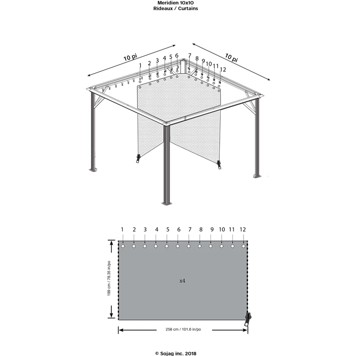 Curtains For Meridien Gazebo, 10 Ft. X 10 Ft. Gray, Gazebo Not Included 5 Curtains For Meridien Gazebo, 10 Ft. X 10 Ft. Gray, Gazebo Not Included - Image 5