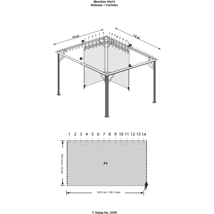Curtains For Meridien Gazebo, 10 Ft. X 14 Ft. Gray, Gazebo Not Included 3 Curtains For Meridien Gazebo, 10 Ft. X 14 Ft. Gray, Gazebo Not Included - Image 3
