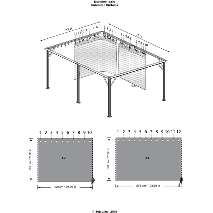 Curtains For Meridien Gazebo, 12 Ft. X 16 Ft. Gray, Gazebo Not Included 3 Curtains For Meridien Gazebo, 12 Ft. X 16 Ft. Gray, Gazebo Not Included - Image 3
