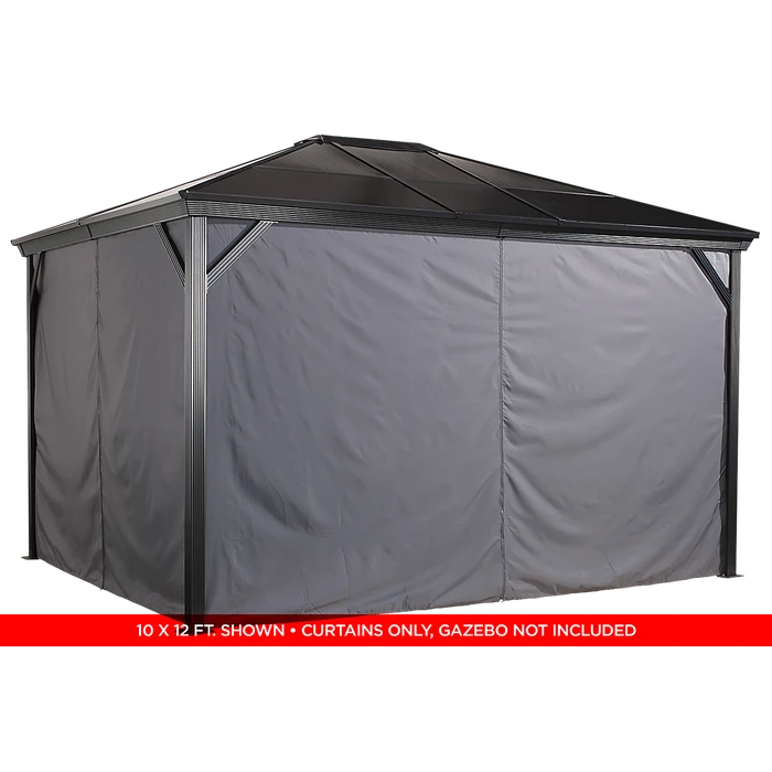 Curtains For Verona Gazebo, 10 Ft. X 10 Ft. Gray, Gazebo Not Included 2 Curtains For Verona Gazebo, 10 Ft. X 10 Ft. Gray, Gazebo Not Included - Image 2