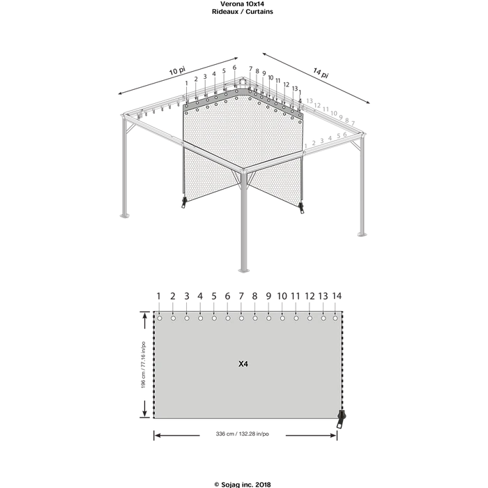 Curtains For Verona Gazebo, 10 Ft. X 14 Ft. Gray, Gazebo Not Included 3 Curtains For Verona Gazebo, 10 Ft. X 14 Ft. Gray, Gazebo Not Included - Image 3