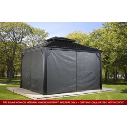 Curtains For Monaco, Messina, Mykonos, And Moreno Gazebo, 10 Ft. X 10 Ft. Gray, Gazebo Not Included -ShelterLogic || Arrow Shop 135 9163803 3