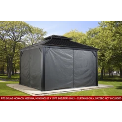 Curtains For Monaco, Messina, And Mykonos Gazebo, 12 Ft. X 12 Ft. Gray, Gazebo Not Included 8 Curtains For Monaco, Messina, And Mykonos Gazebo, 12 Ft. X 12 Ft. Gray, Gazebo Not Included -ShelterLogic || Arrow Shop 135 9163827 3