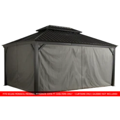 Curtains For Monaco, Messina, And Mykonos Gazebo, 12 Ft. X 16 Ft. Gray, Gazebo Not Included -ShelterLogic || Arrow Shop 135 9163834 2