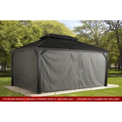 Curtains For Monaco, Messina, And Mykonos Gazebo, 12 Ft. X 16 Ft. Gray, Gazebo Not Included -ShelterLogic || Arrow Shop 135 9163834 3