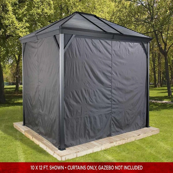 Curtains For Ventura Gazebo, 10 Ft. X 10 Ft. Gray, Gazebo Not Included 2 Curtains For Ventura Gazebo, 10 Ft. X 10 Ft. Gray, Gazebo Not Included - Image 2
