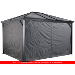 Curtains For Ventura Gazebo, 10 Ft. X 10 Ft. Gray, Gazebo Not Included