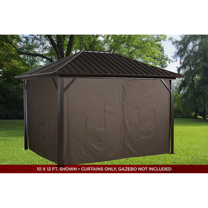 Curtains For Genova Gazebo, 12 Ft. X 12 Ft. Brown, Gazebo Not Included 3 Curtains For Genova Gazebo, 12 Ft. X 12 Ft. Brown, Gazebo Not Included - Image 3