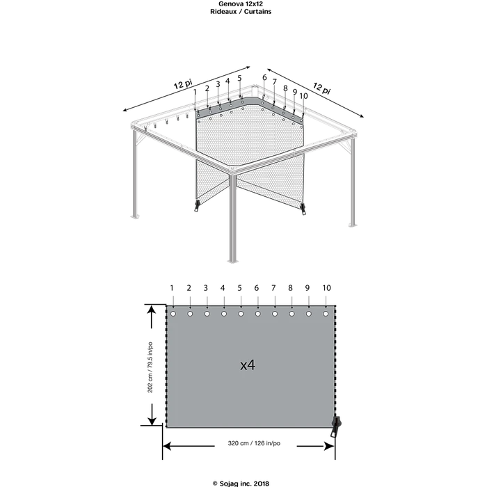 Curtains For Genova Gazebo, 12 Ft. X 12 Ft. Brown, Gazebo Not Included 4 Curtains For Genova Gazebo, 12 Ft. X 12 Ft. Brown, Gazebo Not Included - Image 4