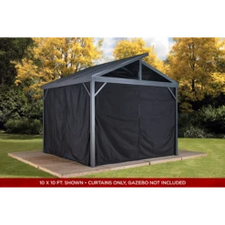 Curtains For Sanibel Gazebo, 8 Ft. X 8 Ft. Black, Gazebo Not Included -ShelterLogic || Arrow Shop 135 9163902 6