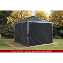 Curtains For Sanibel Gazebo, 8 Ft. X 8 Ft. Black, Gazebo Not Included -ShelterLogic || Arrow Shop 135 9163902 8