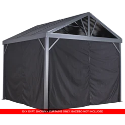 Curtains For Sanibel Gazebo, 8 Ft. X 8 Ft. Black, Gazebo Not Included -ShelterLogic || Arrow Shop 135 9163902 9