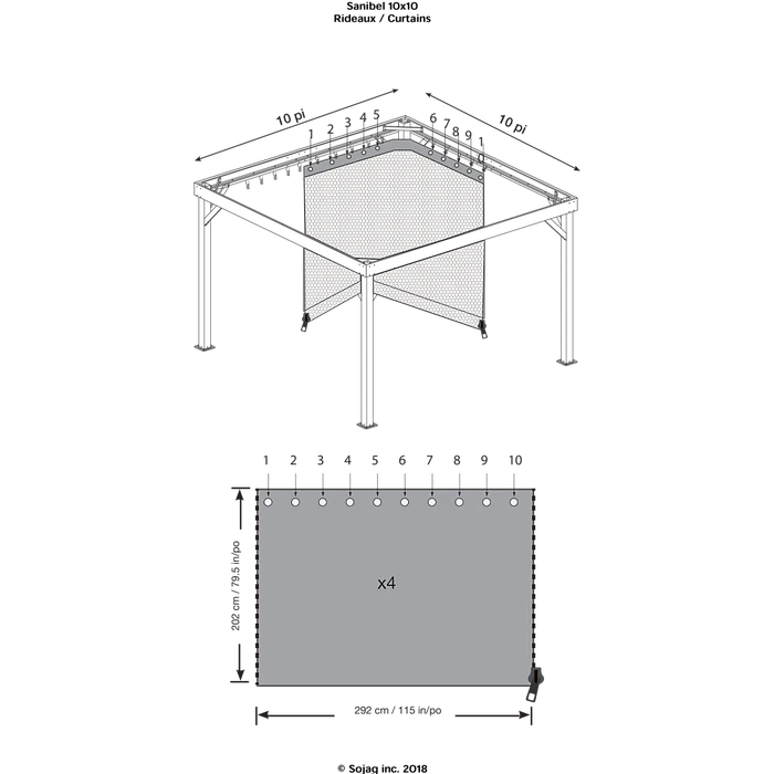 Curtains For Sanibel Gazebo, 10 Ft. X 10 Ft. Black, Gazebo Not Included 6 Curtains For Sanibel Gazebo, 10 Ft. X 10 Ft. Black, Gazebo Not Included - Image 6