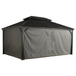 Curtains For Monaco, Messina, And Mykonos Gazebo, 12 Ft. X 14 Ft. Gray, Gazebo Not Included