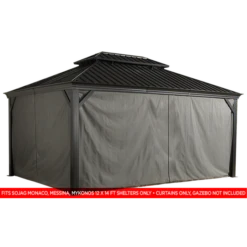 Curtains For Monaco, Messina, And Mykonos Gazebo, 12 Ft. X 14 Ft. Gray, Gazebo Not Included 7 Curtains For Monaco, Messina, And Mykonos Gazebo, 12 Ft. X 14 Ft. Gray, Gazebo Not Included -ShelterLogic || Arrow Shop 135 9165685 2